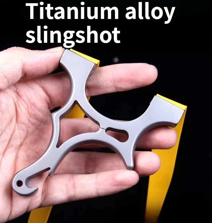 

Outdoor Titanium Alloy Crooked Head Clip-on Leather Pouch Bow Compact High-precision Pocket Slingshot Hunting EDC Tool