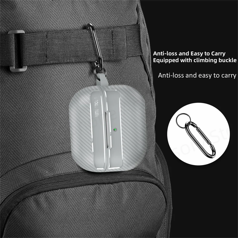 حافظة حماية من ألياف الكربون لسامسونج جالاكسي ، حافظات شحن لاسلكية مقاومة للمسببات مع طقم تنظيف للرجال والنساء ، Buds3 ، Buds3 Pro