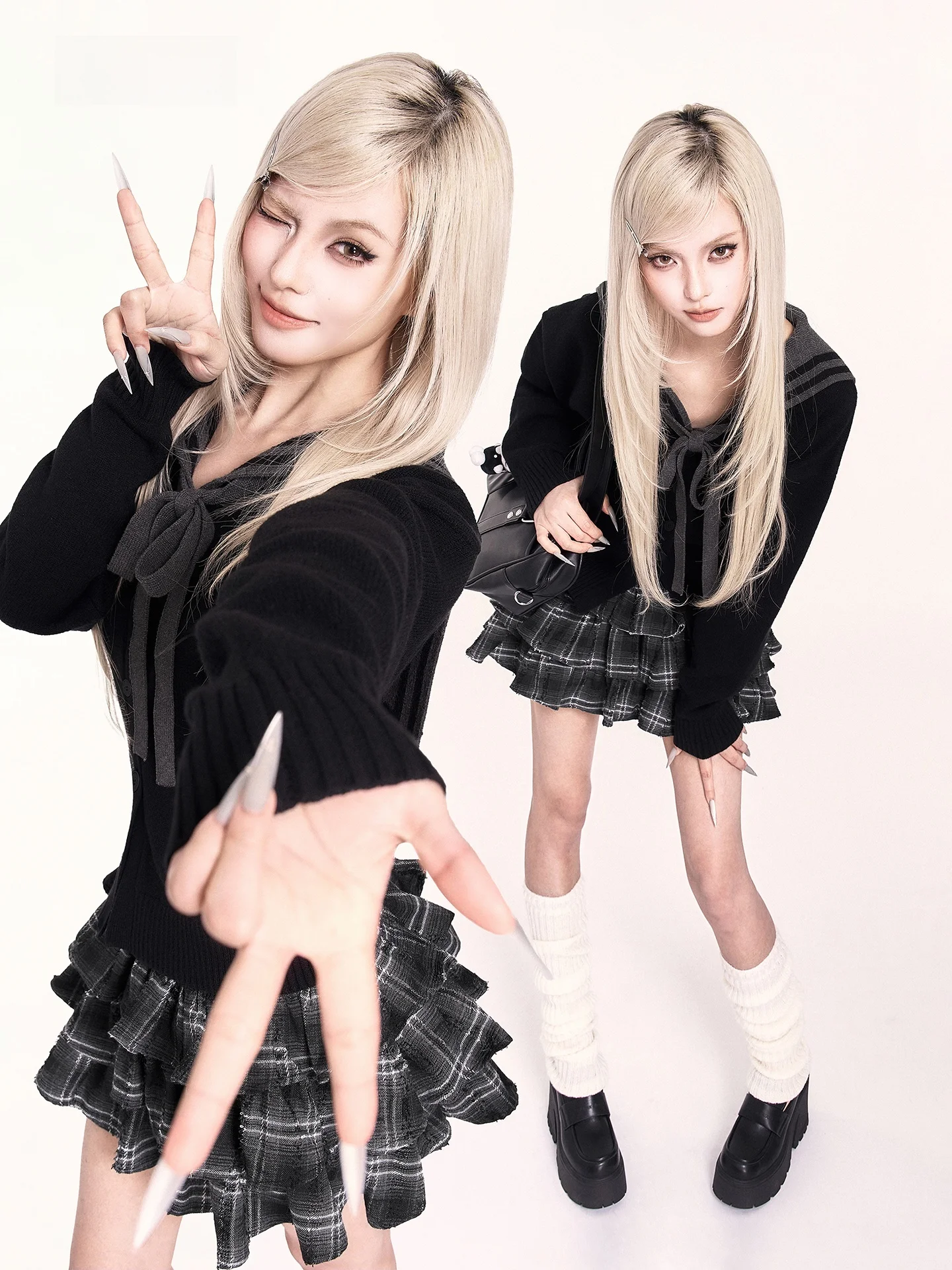 

Женский облегающий свитер-топ VO с вязаным узором, темно-синим воротником и перекрестным дизайном рукавов, эксклюзив онлайн