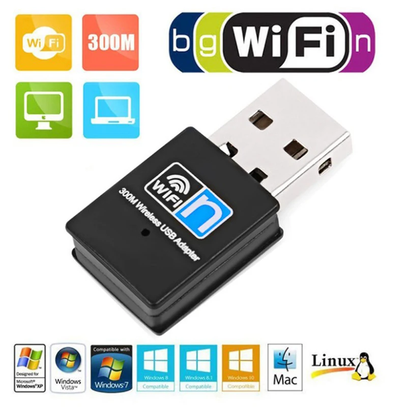 

USB 2.0 WiFi Adapter 300M 2.4GHz WiFi Antenna RTL8192 Dual Band 802.11b/n/g Mini Wireless Computer Laptops Network Card