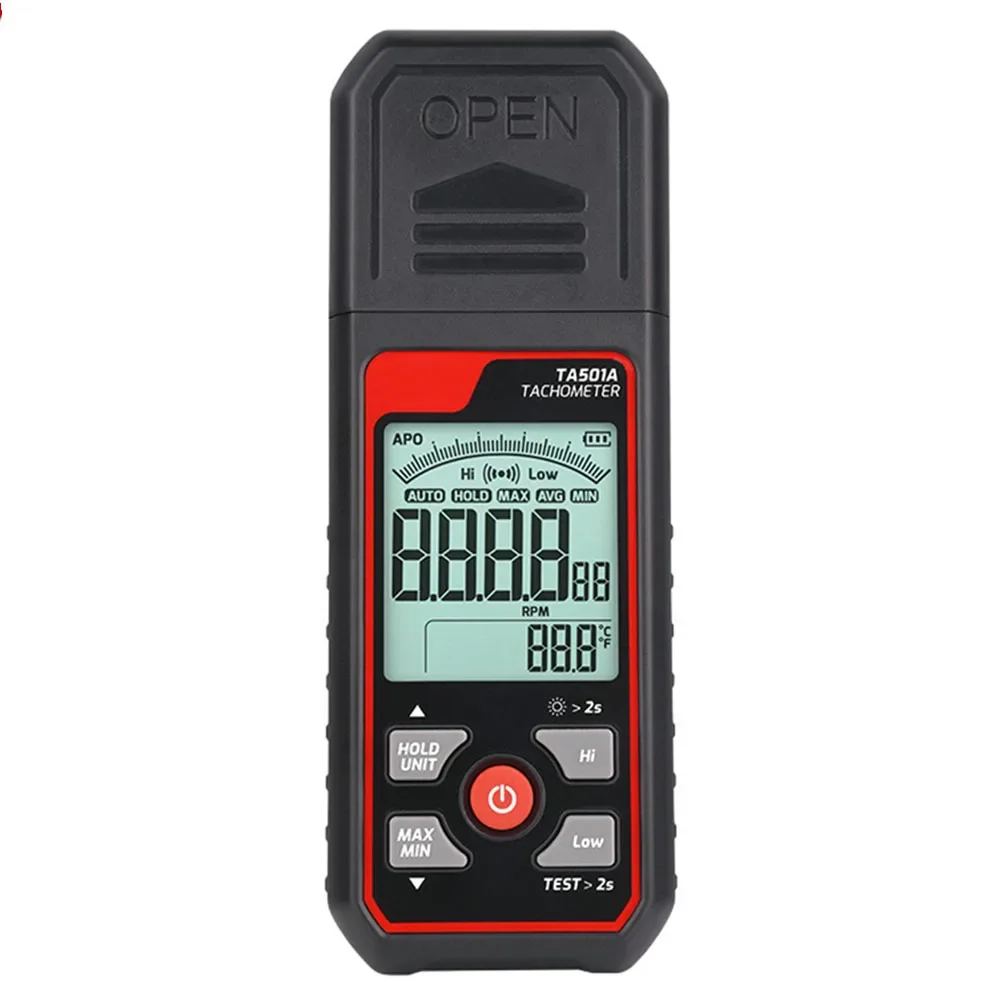 

Digital Tachometer TA501A for RPM Measurement Non Contact Photoelectric Speed Detector with Smart Display and Alerts