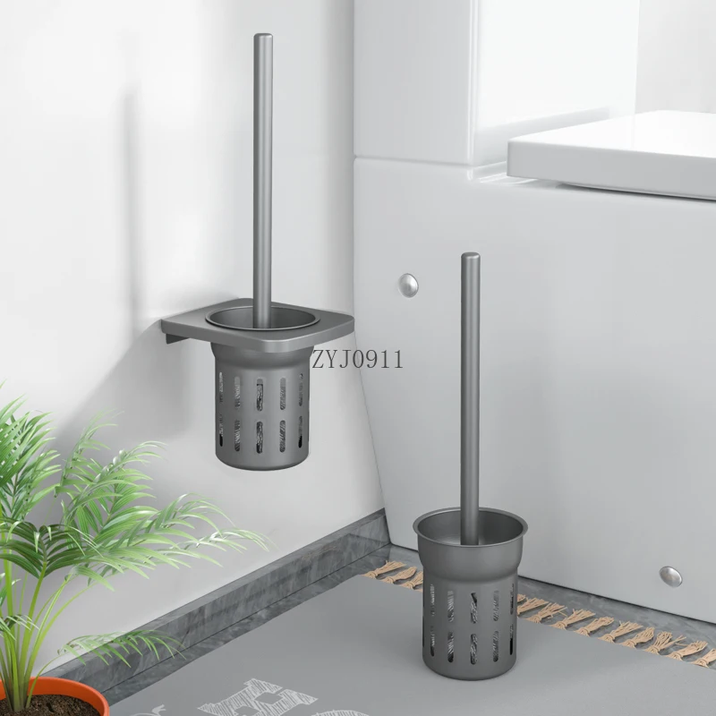 مجموعة فرش المرحاض المصنوعة من الألومنيوم للمساحة، فرشاة تنظيف منزلية بدون أطراف ميتة مثبتة على الحائط بدون ثقب #3