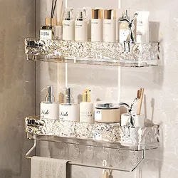 NEW Bathroom Makeup Organizer Shelves No Drilling Shower Towel Rack Kitchen Storage Shelf with Hook Home Bathroom Accessories