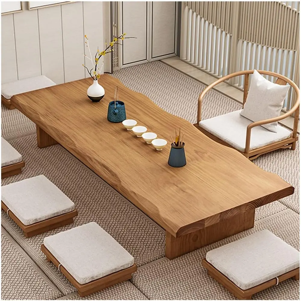 

Large Japanese-Style Multifunctional Wooden Tea Table for Living and Dining Rooms, Suitable for Tea Ceremonies (120x60x35cm)