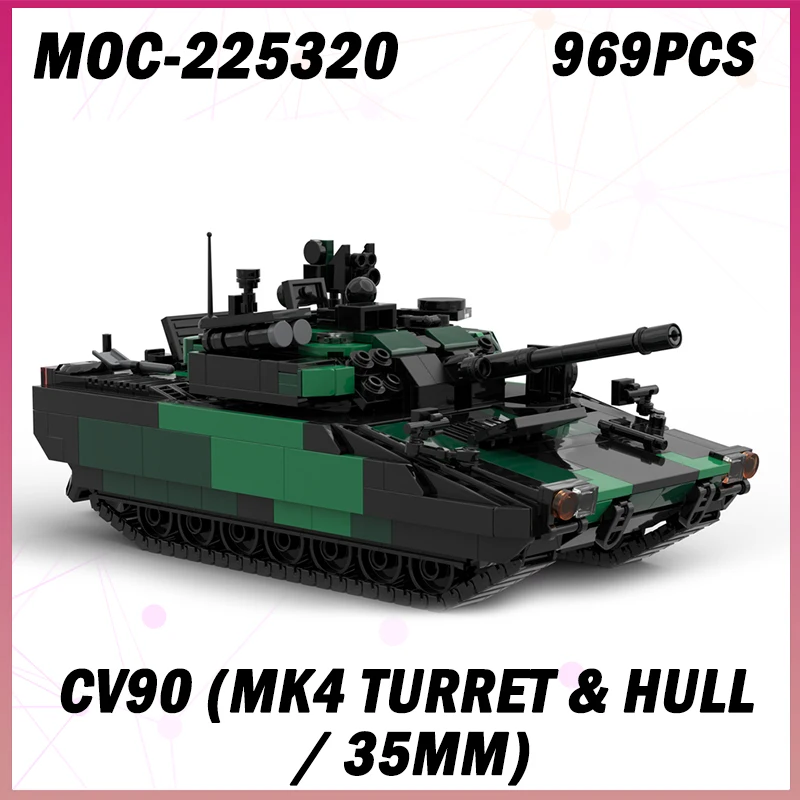 

969PCS MOC-225320 Military War Series CV90 (MK4 Turret & Hull / 35mm) Building Block Model Brick Set Creative Adult Gifts