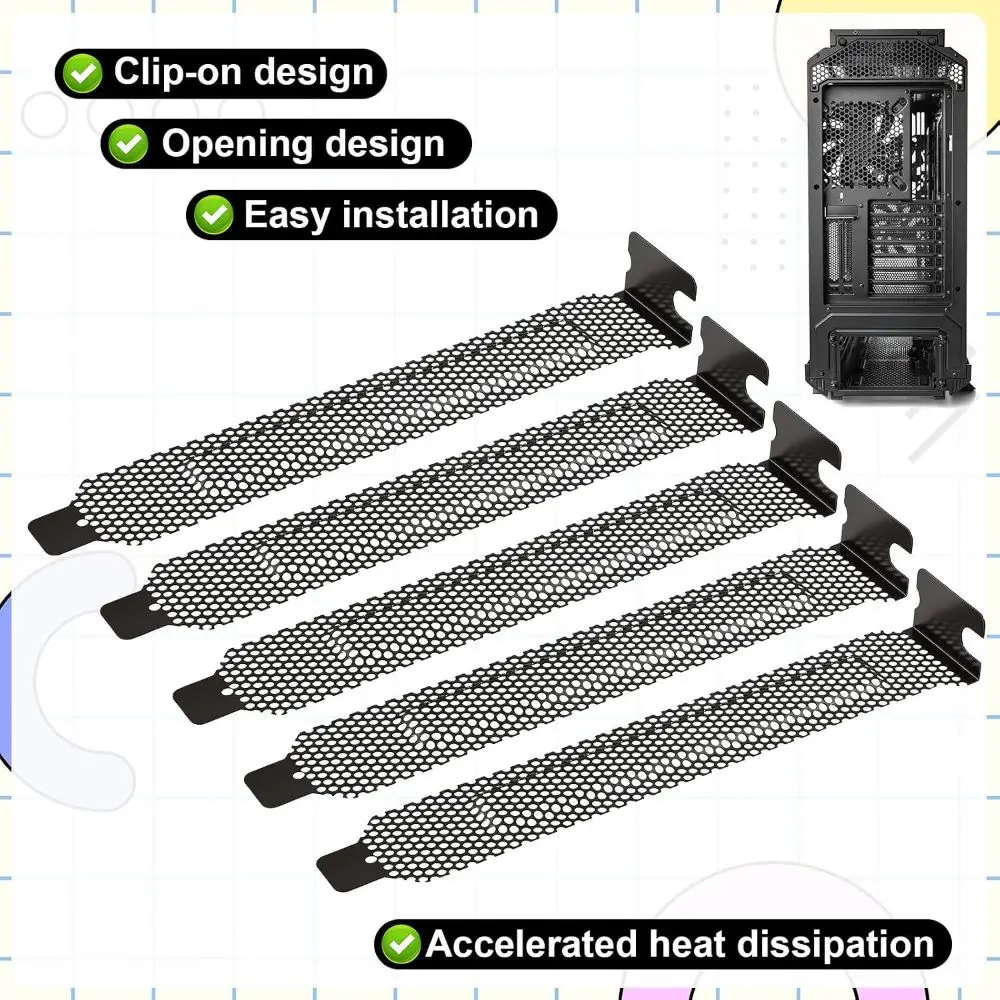New Hard Steel PCI Slot Cover Plug-In With Screws PCI Bracket Black Dust Filter Plate