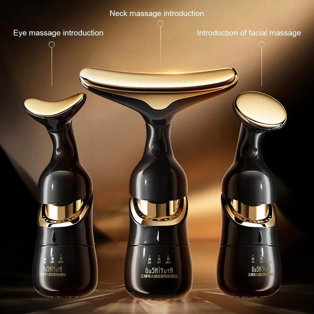 Fomis 3 In 1 Gezicht Hals Eye Massager Introducer Verjonging Anti Skin Microcurrent Tool Aging Anti-Aging Schoonheid Apparaat