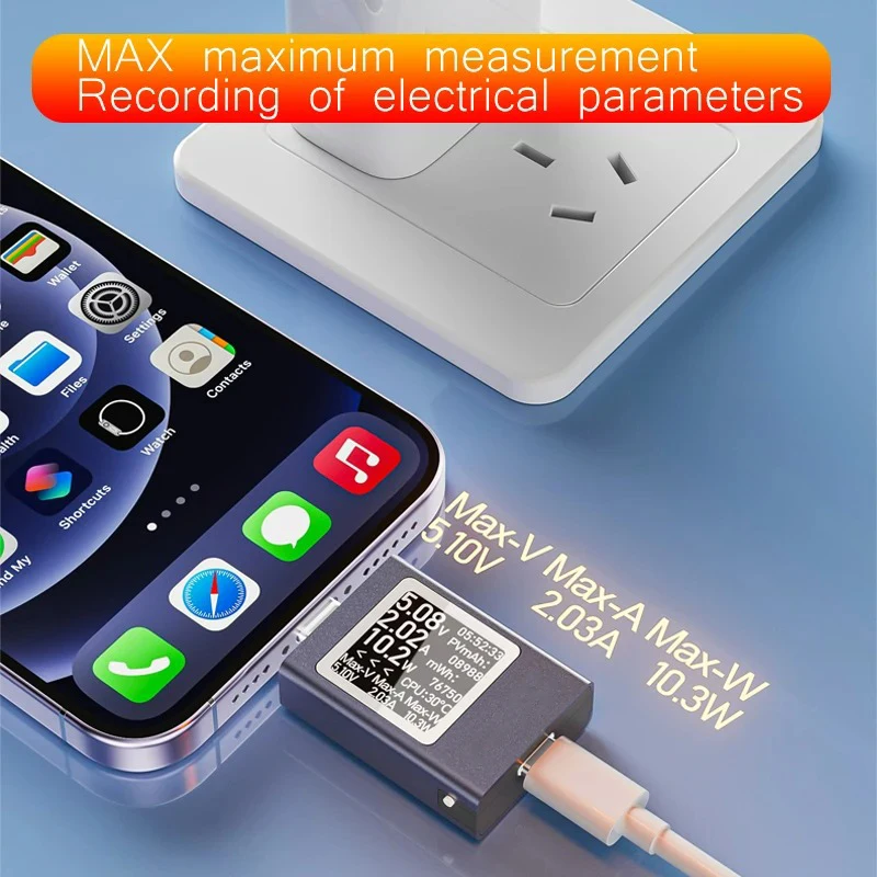 USB-C السلطة متر شاشة ديجيتال تيار مستمر الجهد مقياس التيار الكهربائي السلطة متر وقت العمل مقياس التيار الكهربائي الفولتميتر كابل يو اس بي شاحن الكاشف #3