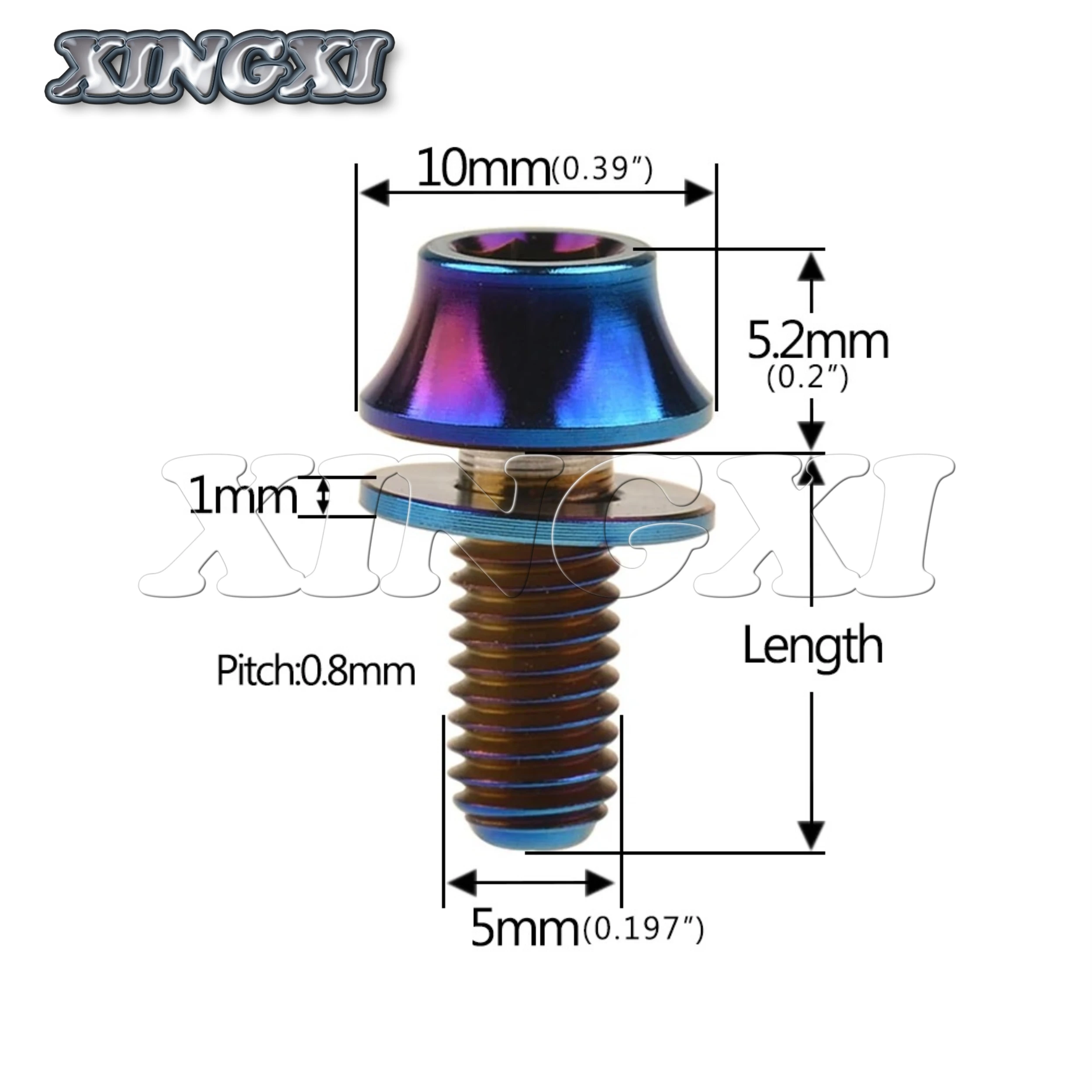 Xingxi M5x12mm Ti Alloy Bolts Titanium Screw with Washers for Bicycle Water Bottle Cage Hex Bolts Water Bottle Holder Cone Screw