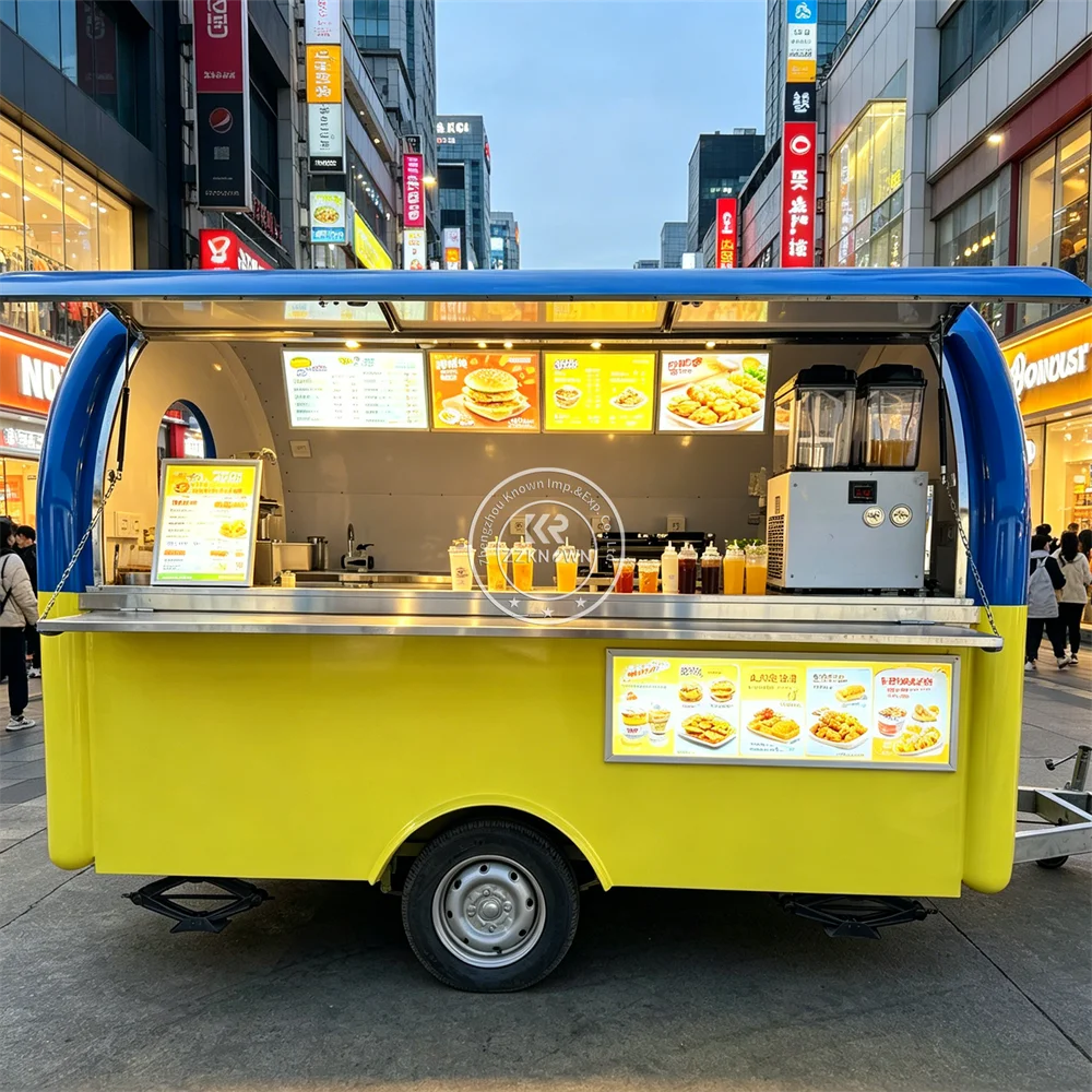 

Mobile Fast Food Truck Portable Snack Coffee Bar Van Street Catering Kiosk Dessert Food Trailer With Full Kitchen System