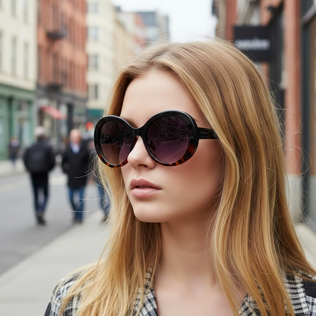 Vintage Ovale Cat-Eye Sonnenbrille Unisex UV400-Schutz Street-Style Schlichte Brille für ein Schmaleres Gesicht 5286