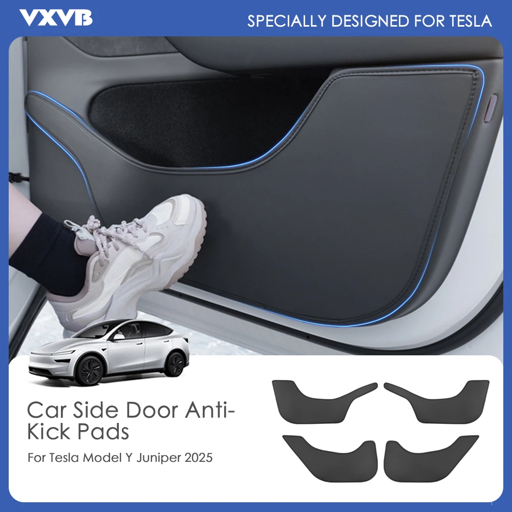 

Накладки на дверь автомобиля для Tesla Model Y Juniper 2025, защитная накладка на боковую дверную панель из искусственной кожи, защита от грязи, аксессуары для интерьера