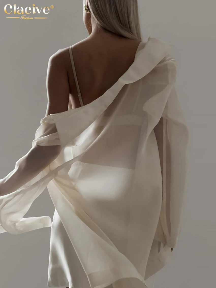 Beige Women's Casual Lapel Shirt - Long Sleeve Blouse