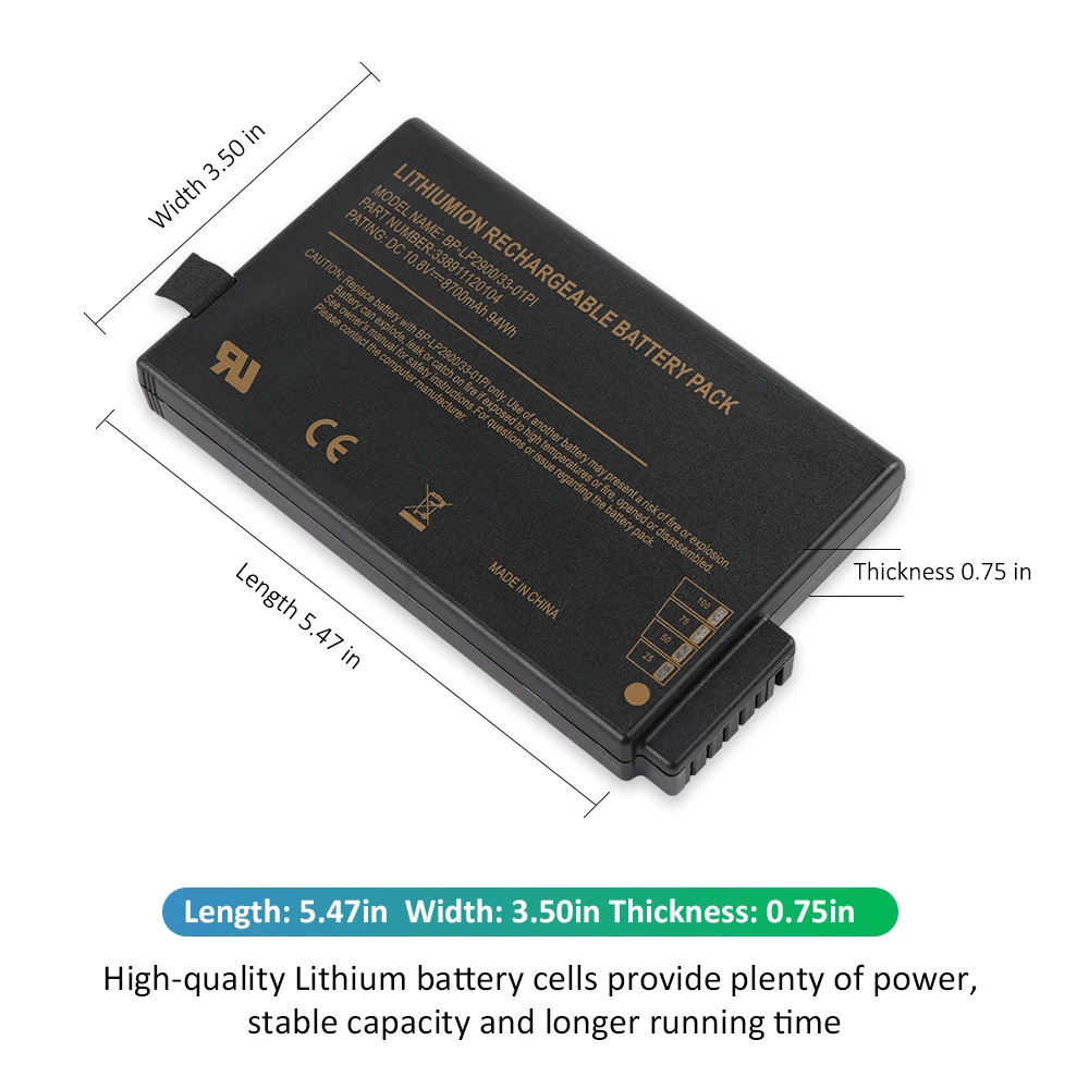 ETESBAY 10,8 V 8700 mAh BP-LP2900/33-01PI batterij voor Getac X500 V100 V1010 V200 M230 338911120104   BP-LC2600/33-01S1