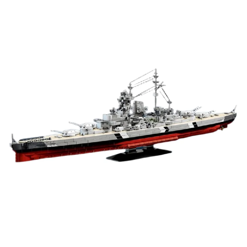 Klemmbausteine 1:300 Bismarck-Klasse Schlachtschiff Bausteine Set Militärisches Kriegsschiff Modellbausatz Jungen Spielzeug Erwachsene Kinder DIY Heimdekoration Geschenk 2686 Teile