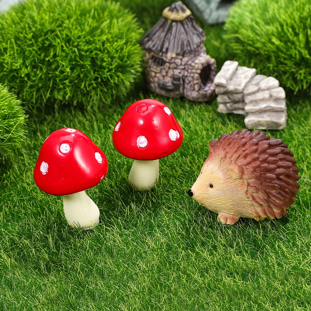 

Resin Hedgehog Mushroom Mini Figurines Detailed Craftsmanship Fairy Garden Statue Accessories Tiny Decorations
