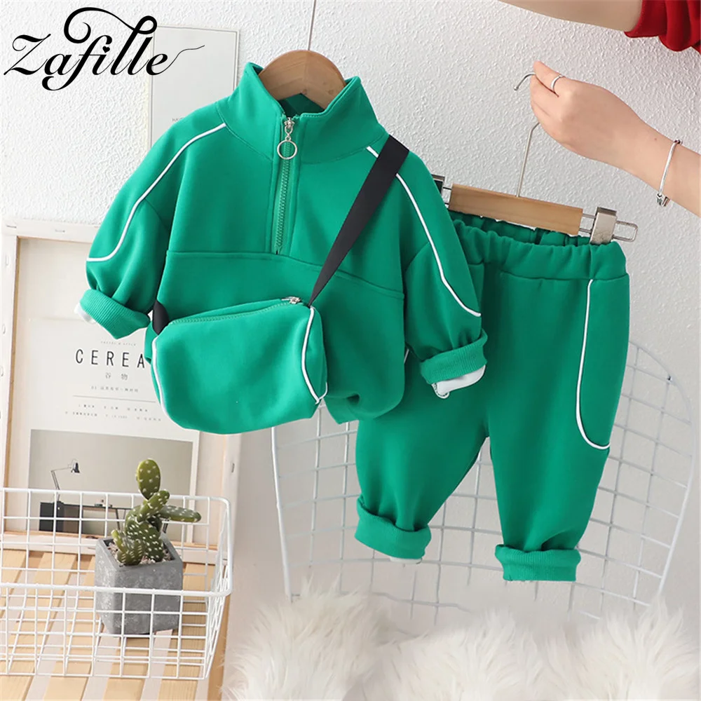 ZAFILLE 1-5Y Spring Autumn Children's Clothes Set Zipper Coat+Pant And Bag Boys Tracksuits Handsome Toddler Costume Baby Suits