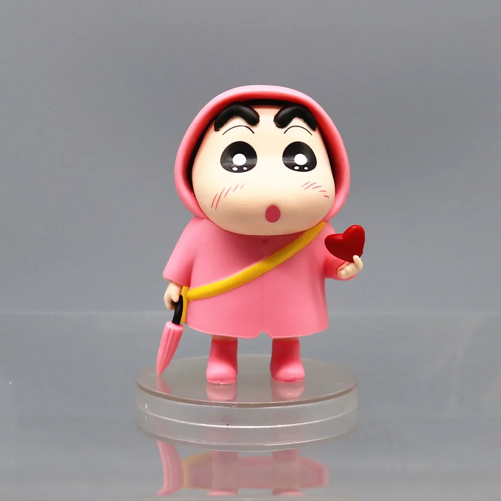 10 CM Anime Crayon Shin-chan Cos impermeabile serie cross-dress Q Versione Action Figures PVC Modello Statua Desk Decor Giocattoli bambola Regali