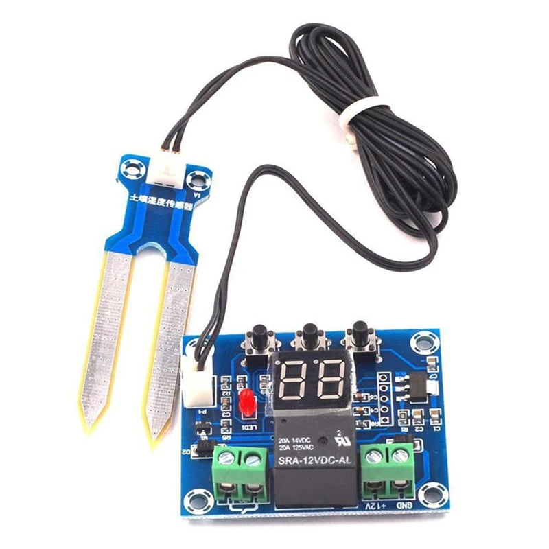 5 buah 12V modul penyiraman otomatis Digital pengendali Sensor kelembaban tanah penguji kelembaban tanah detektor sistem irigasi