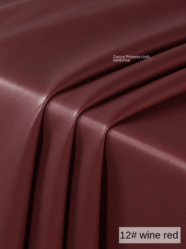 0.7mm Soft Leather Fabric Material Thick Wine Red Soft Elastic Smooth Jacket Fabric Cloth Per Meter Fabric Clothes for Material