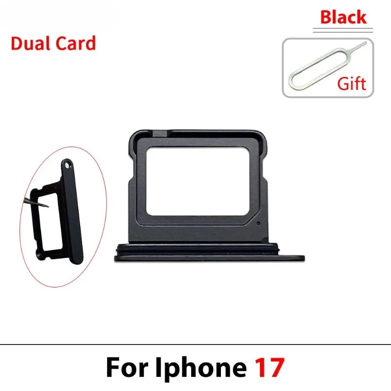 10pcs Single SIM Card for iphone 17 Adapter Socket Card Slot Tray Tiroir Sim Sim SD Card Tray Drawer Phone Spare Parts
