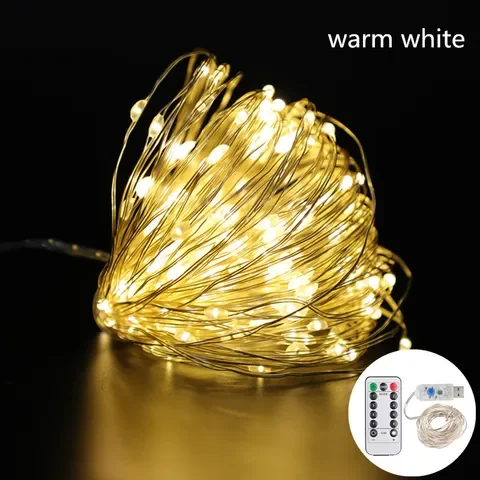 Controle remoto LED String Lights, Guirlandas de Natal, Fairy Lights, ao ar livre, 8 modos, 10m, 20m