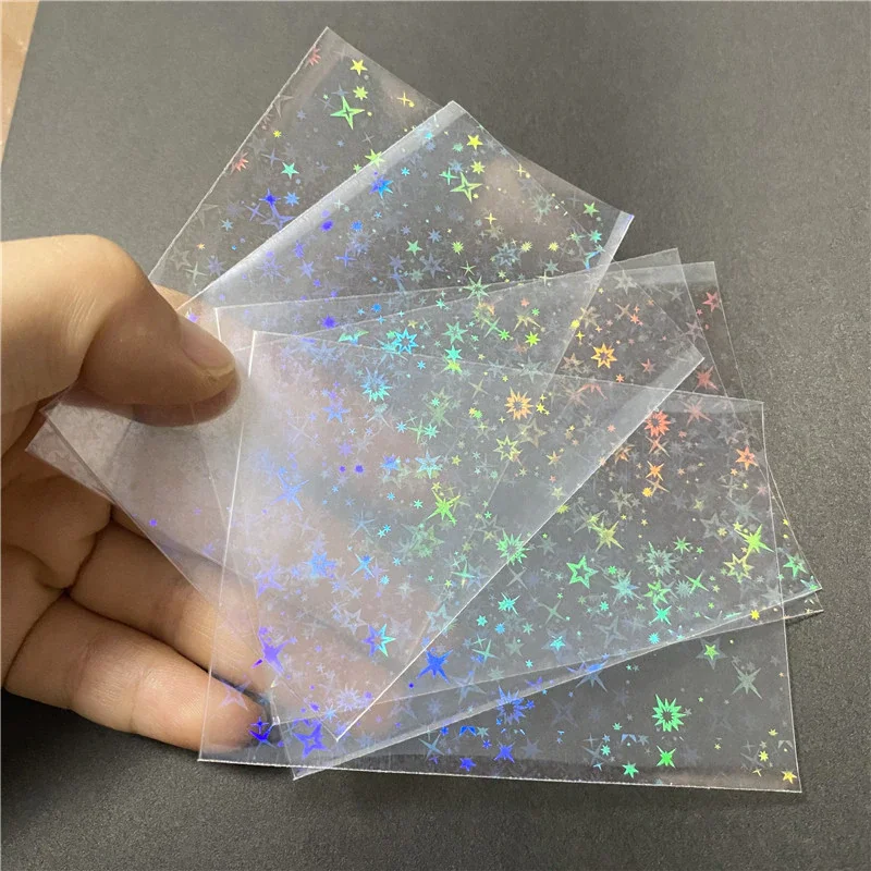 100 pz 65*90 58x87mm Clear Little Stars lampeggiante Laser Card Sleeves Protector per PTCG YGO ball star Card manica olografica