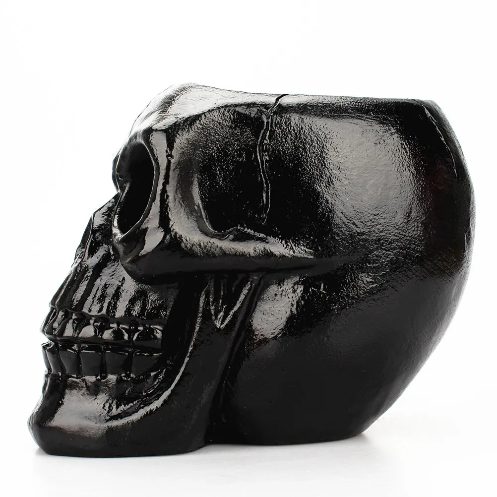 Pencil Holder Storage Ornament Desk Goth Skull Pot Makeup Tools Desktop Decoration Flowerpot Head