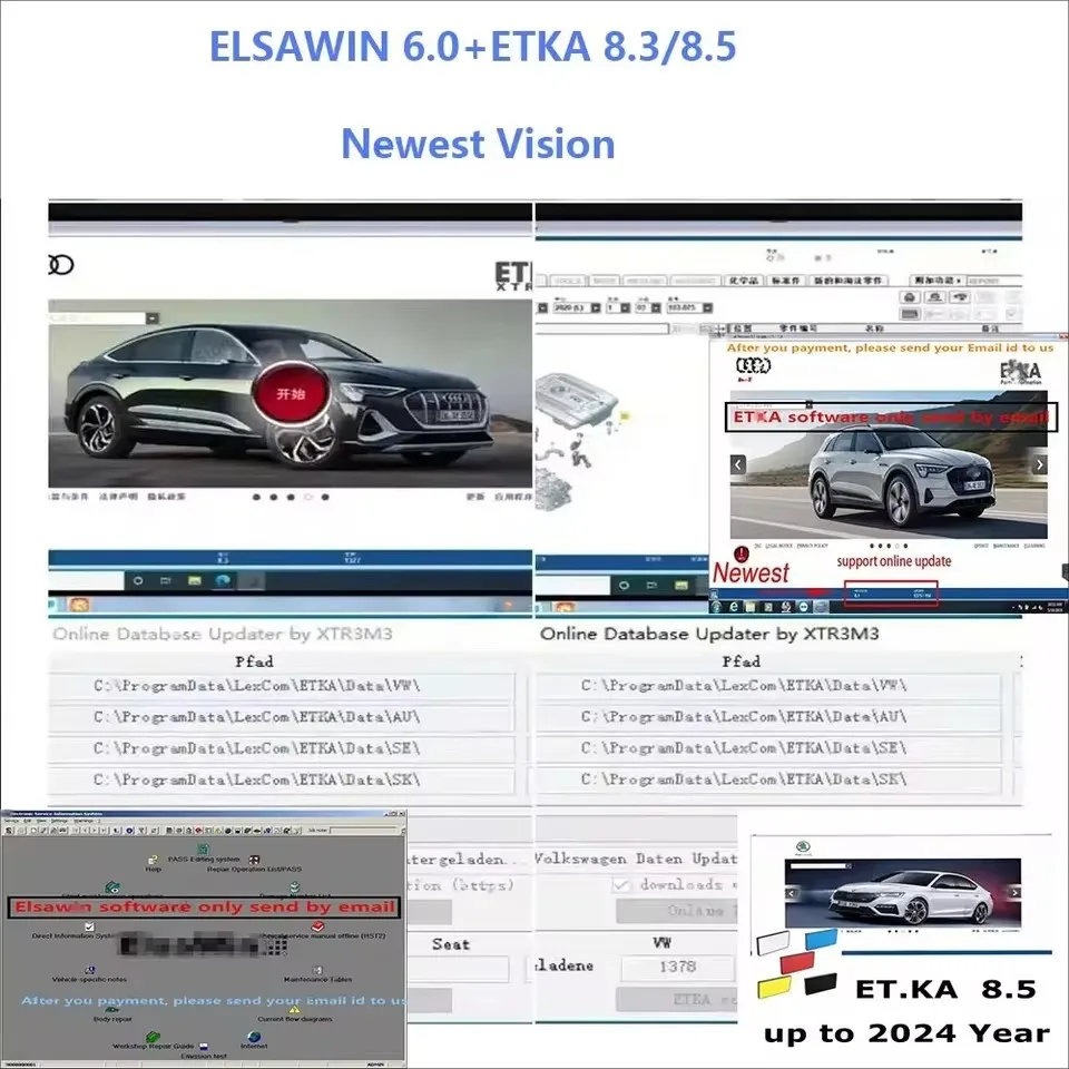 ELSAWIN 6.0 /Etka 8.3 /Etka 8.5 أحدث إصدار من برنامج إصلاح السيارات لأنواع مختلفة من أداة تشخيص OEM حتى عام 2017