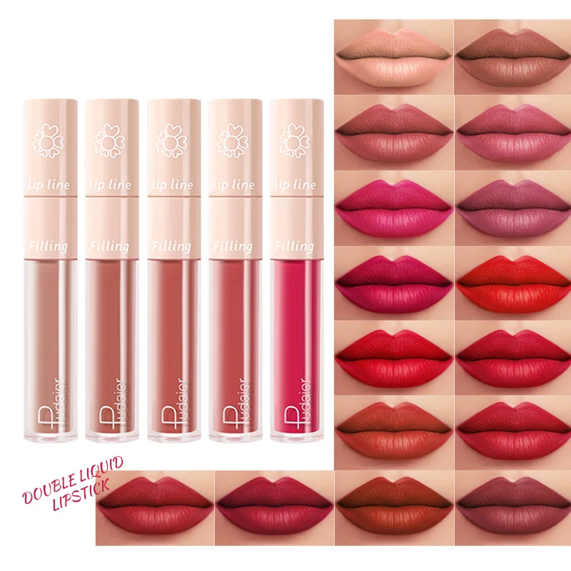 

Pudaier 2 in 1 Matte Lipgloss MakeupWaterproof Long Lasting Sexy Red Purple Lip Gloss Glaze Lustre Shine Make-up for Miss Women