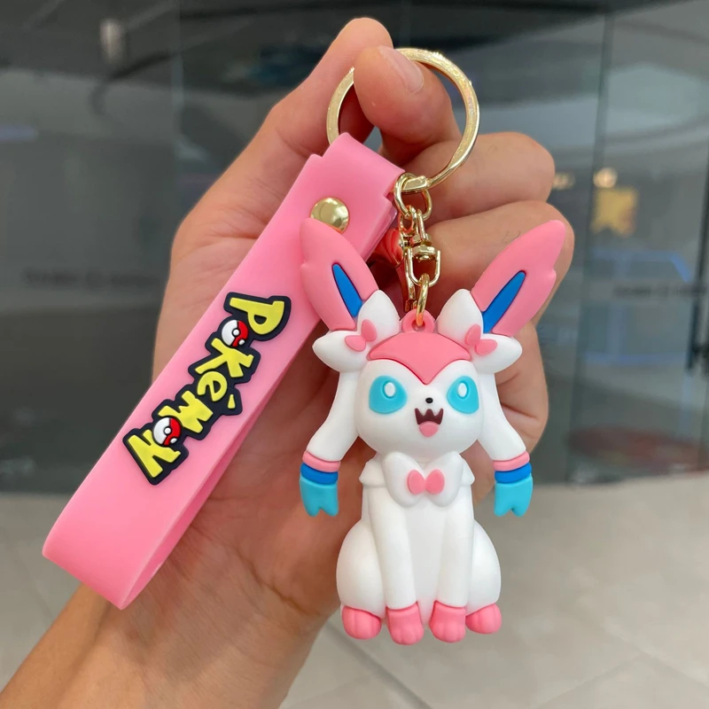 Pokémon Eevee Familie Schlüsselanhänger Cartoon Puppe Schultasche Anhänger Auto Schlüsselanhänger Anhänger kleines Geschenk
