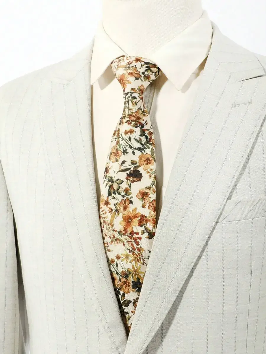 

Mens Floral Silk Necktie For Party Banquet Travel Smart Casual