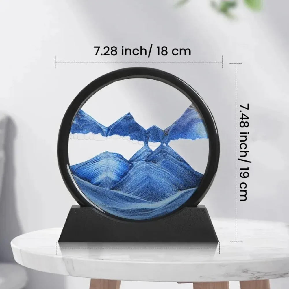 2028 3D Hourglass Quicksand Moving Sand Art Picture Round Glass Deep Sea Sandscape Craft Flowing Painting Home Office Work Decor