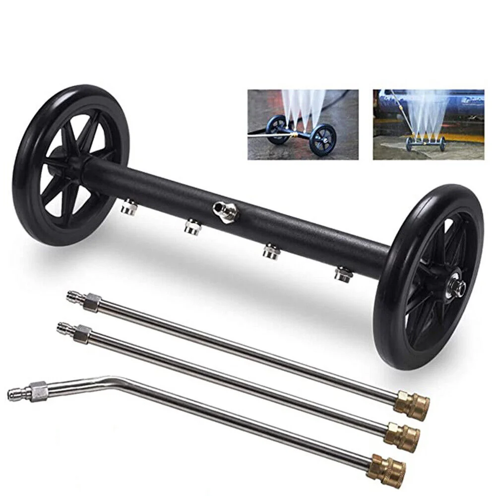 

16Inch Pressure Undercarriage Washer Cleaner Water Broom Attachment Under Body Cleaning Car Chassis Wash 4 Spraye Nozzle 4000PSI