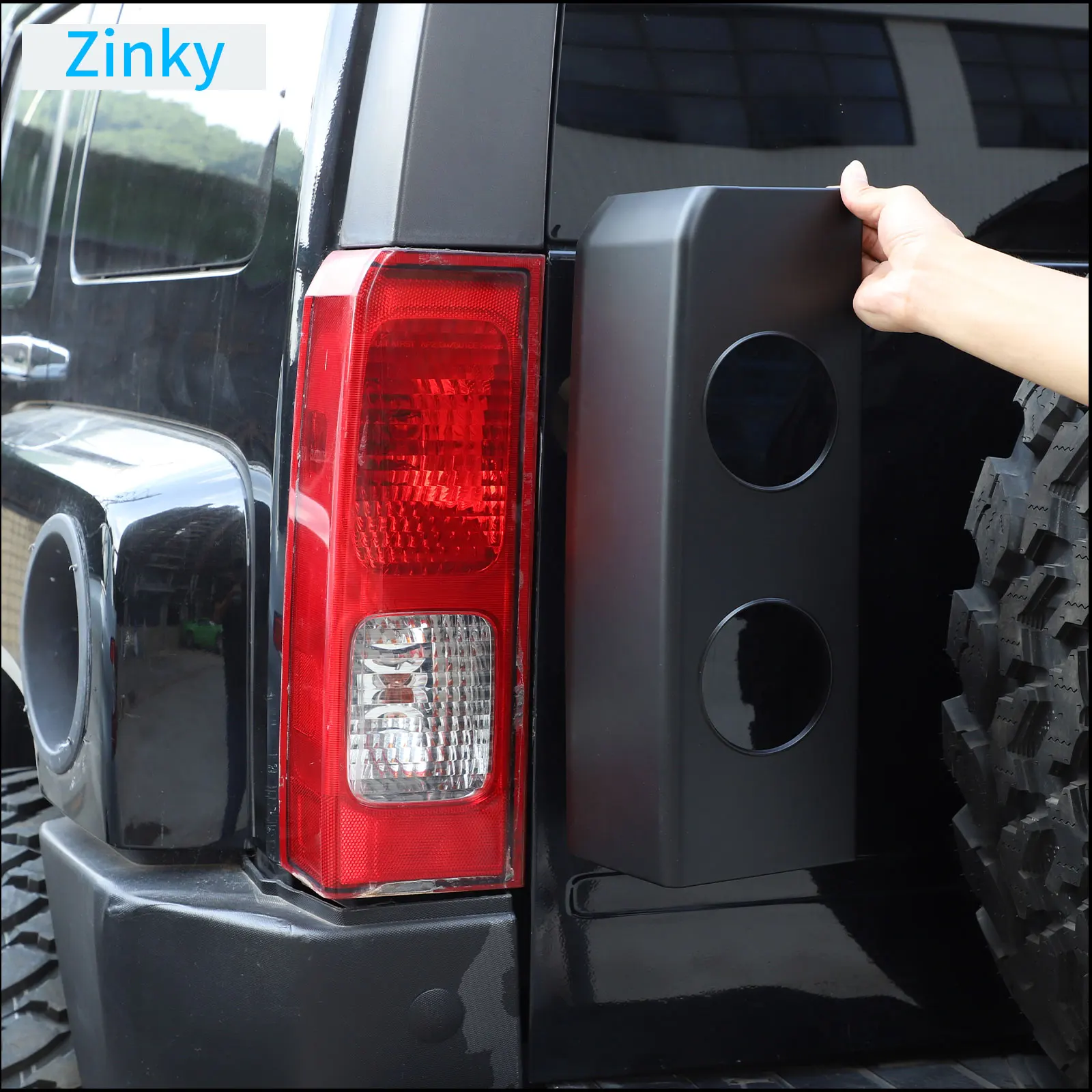 

Zinky ABS Matt black Car round hole taillight decorative cover For Hummer H3 2005-2009 Automotive exterior accessories 2 Pcs