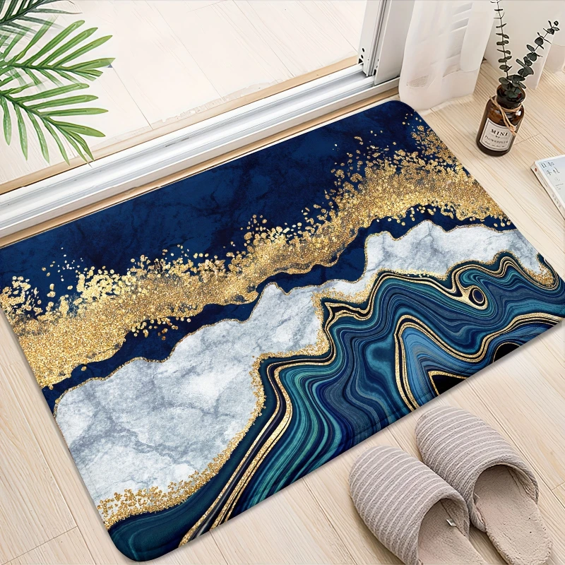 Non Slip Bathroom Mat Marbling Absorbent Bath Rug Contemporary Art Indoor and Outdoor Anti-skid Floor Pad Home Room Mats Decor