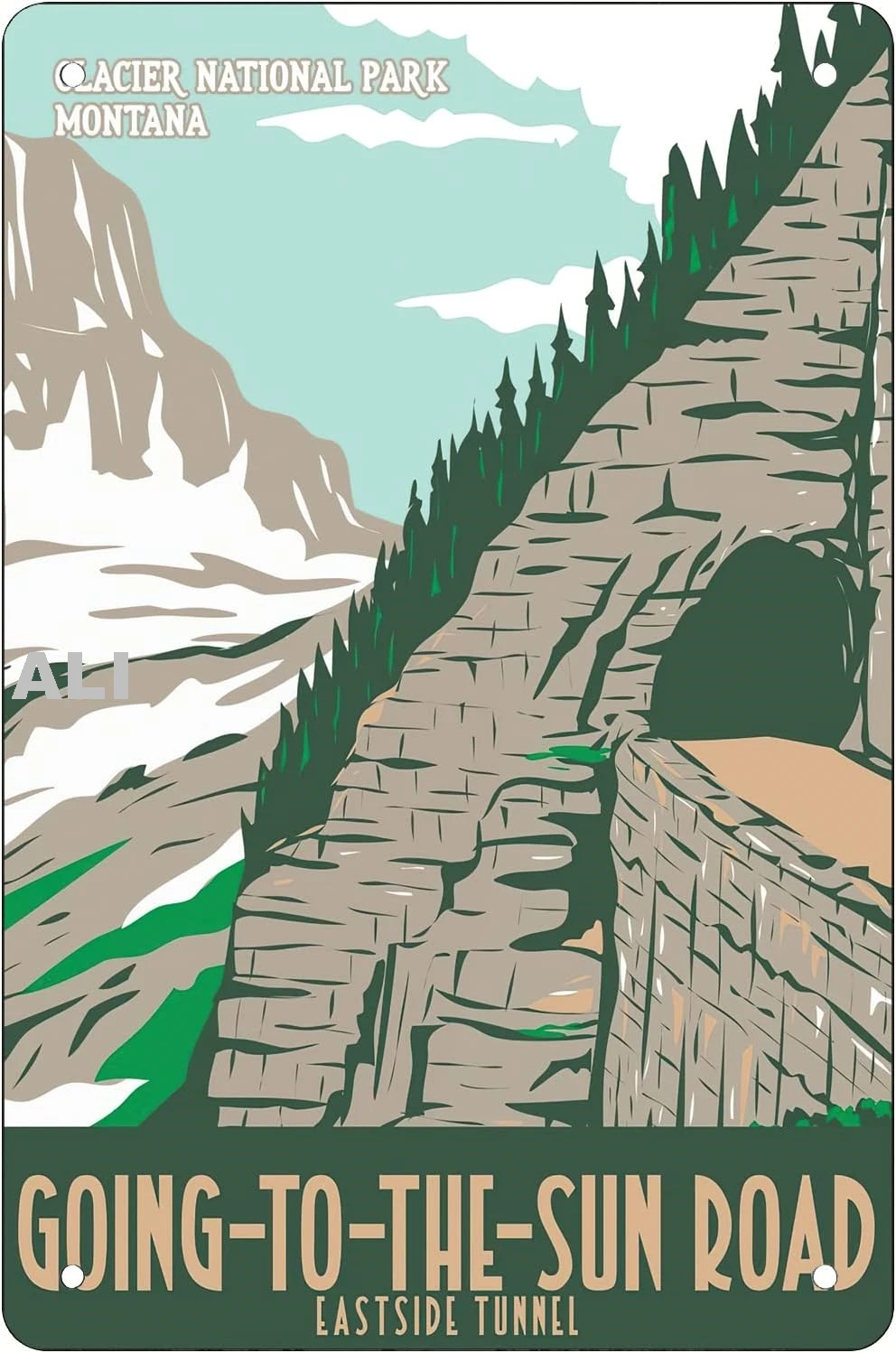 Retro Funny Metal Sheet Signs Going to the Sun Road glacier national park montana, Wall Decoration, size:8 x 12 sign
