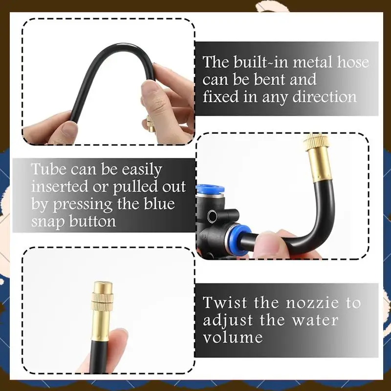 

10 Pcs Brass Misting Nozzles Tee 360 Degree Rotation Adjustable For Patio Outdoor Cooling Outdoor Cooling Mister System-[A53I]