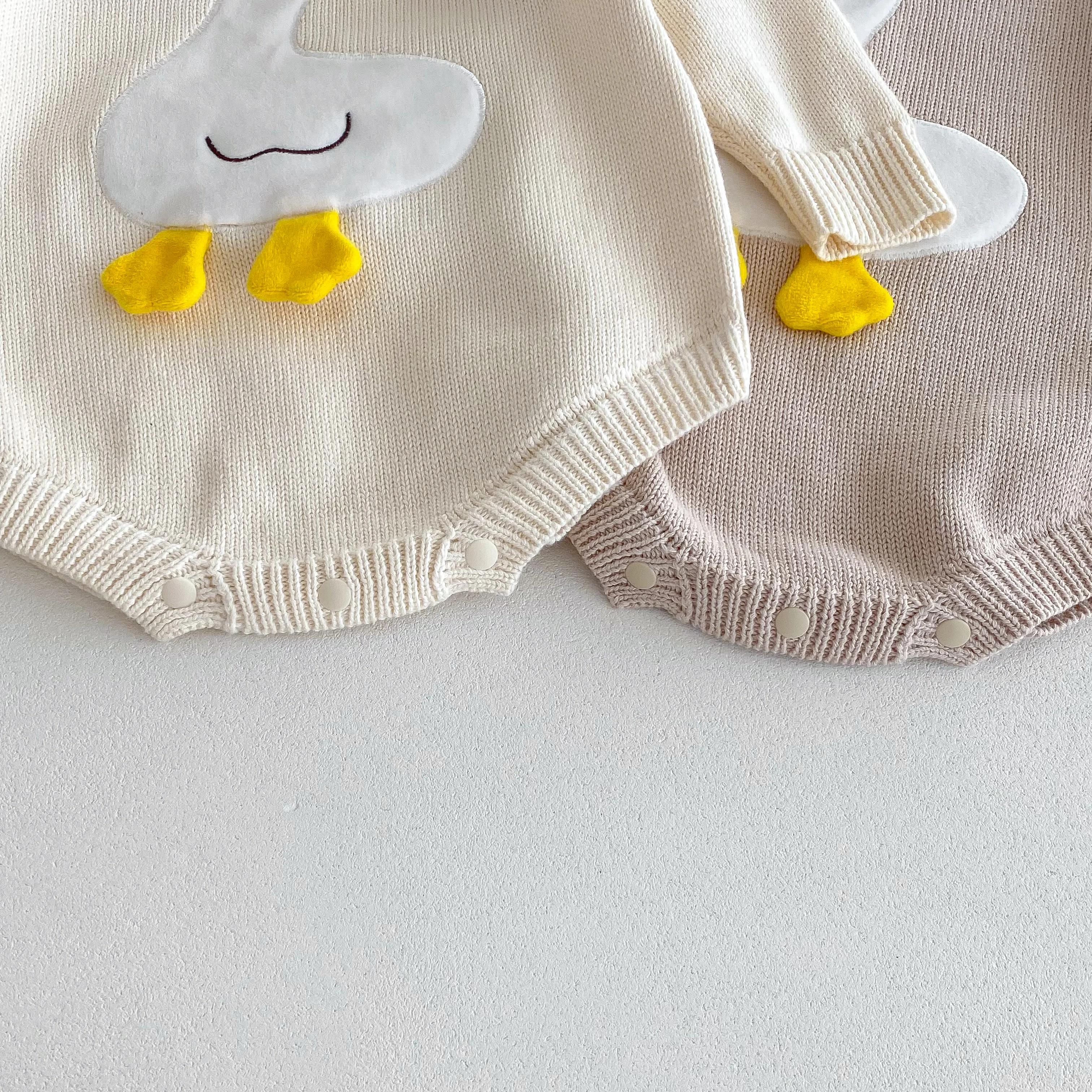 Neue Herbst- und Winter-Babykleidung: Langärmeliger Strick-Strampler für Jungen und Mädchen, Enten-Krabbelanzug für Ausflüge – Detail 7