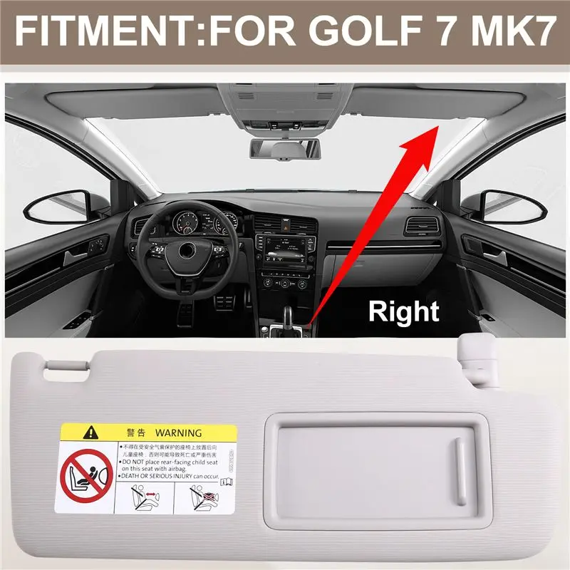 Vanity Mirror Included Car Front Inner Sun Visor Assembly For VW Golf 7 MK7 5G0857551 5G0857552 Right