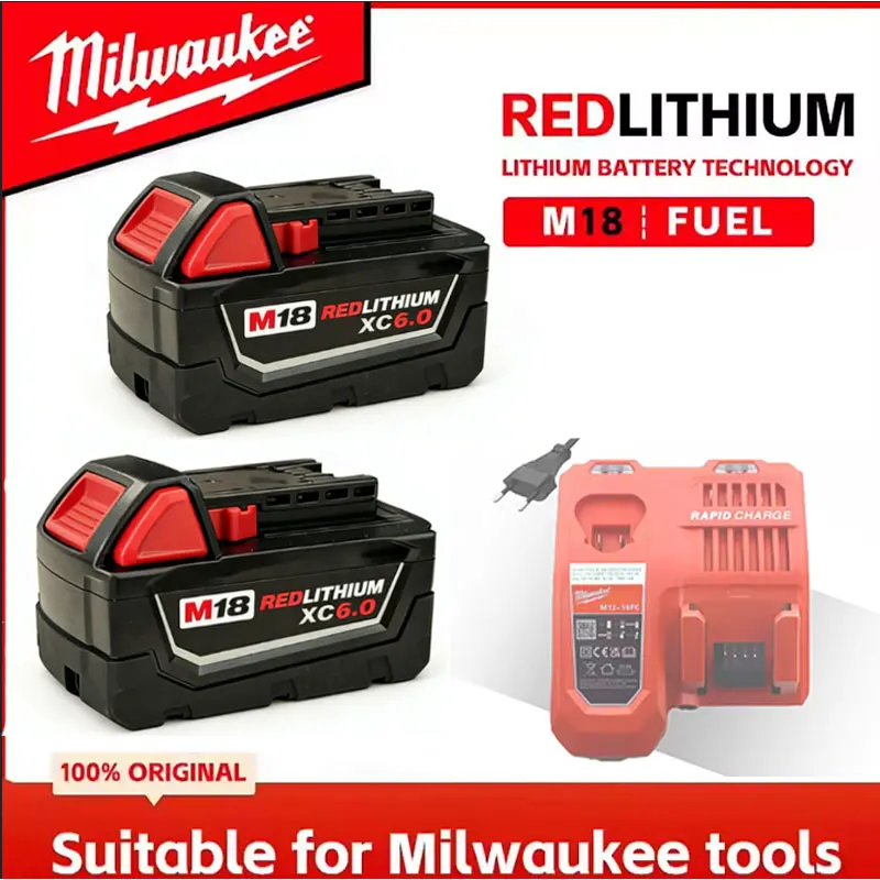 

New Original M18 Milwaukee Battery 6000mAh M18B6 M18B5 Suitable for Milwaukee Power Tools Rechargeable 18V Lithium Battery 18V