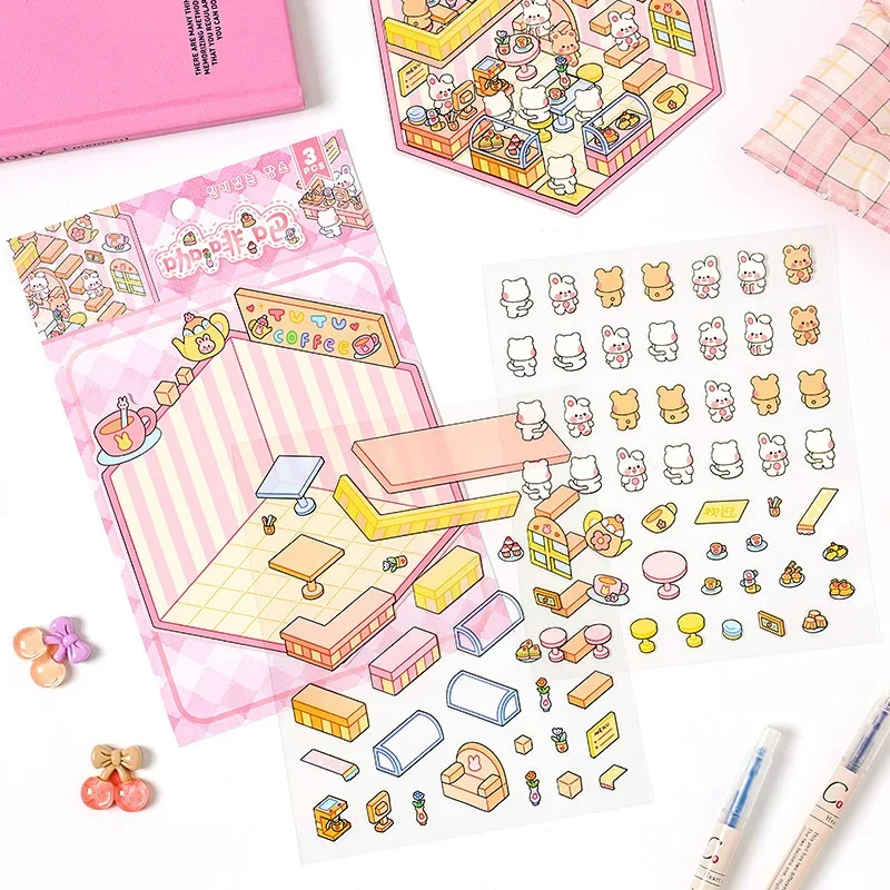 Popularne miejsca Zoo nauka akwarium seria 3D naklejki z dekoracjami Cute Cartoon album do scrapbookingu DIY miniaturowe naklejki plakaty