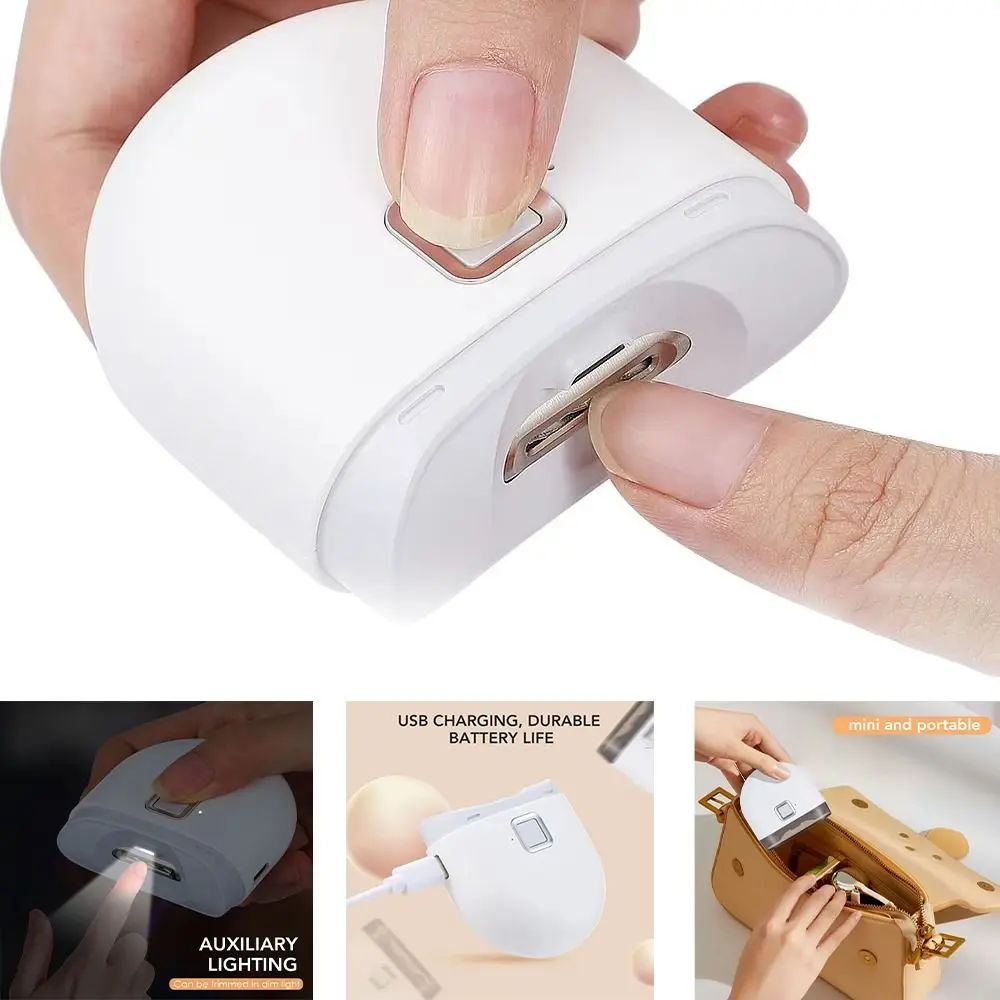 

Новая электрическая машинка для стрижки ногтей 2 в 1, со светодиодной подсветкой, автоматический триммер для ногтей с защитой от брызг, зарядка через USB, портативные маникюрные инструменты для детей