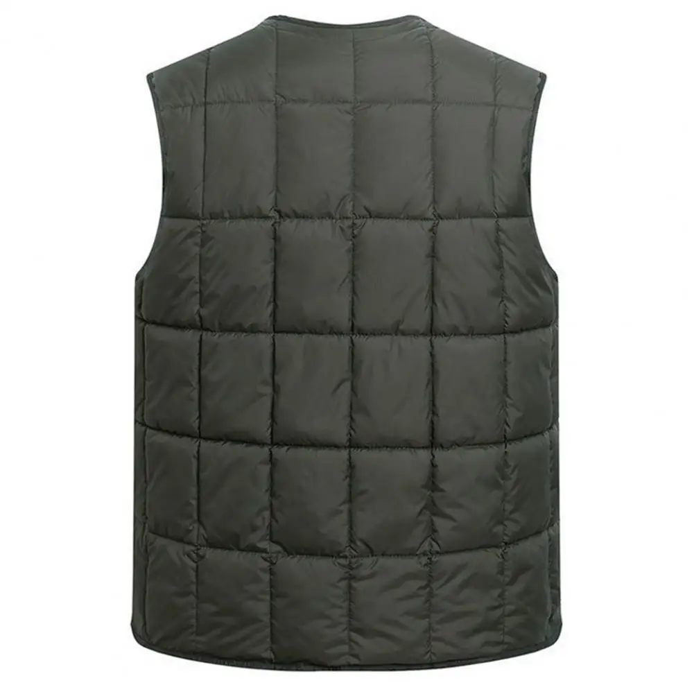 

Thick Plush Waistcoat Winter Men's Padded Vest Thick Loose Windproof with V Neck Single-breasted Design Warm Plush Lining Men