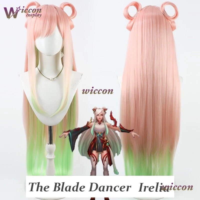 

Игра LOL Irelia Косплей The Blade Dancer Косплей Irelia Аниме Градиент Розовый Длинные Волосы 100 см Парик Женщины Хэллоуин Ролевые Игры