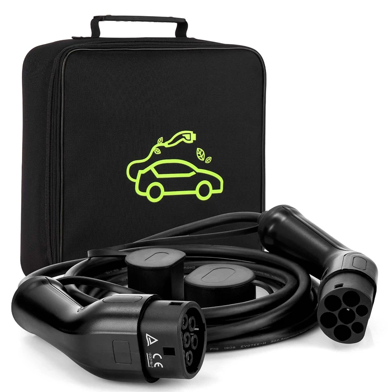 

Electric Car Charging Cable Type 2 to Type 2 1 Phase for Charging Station 220-250V 16A 32A 7.2KW 5M Cord with Storage Bag