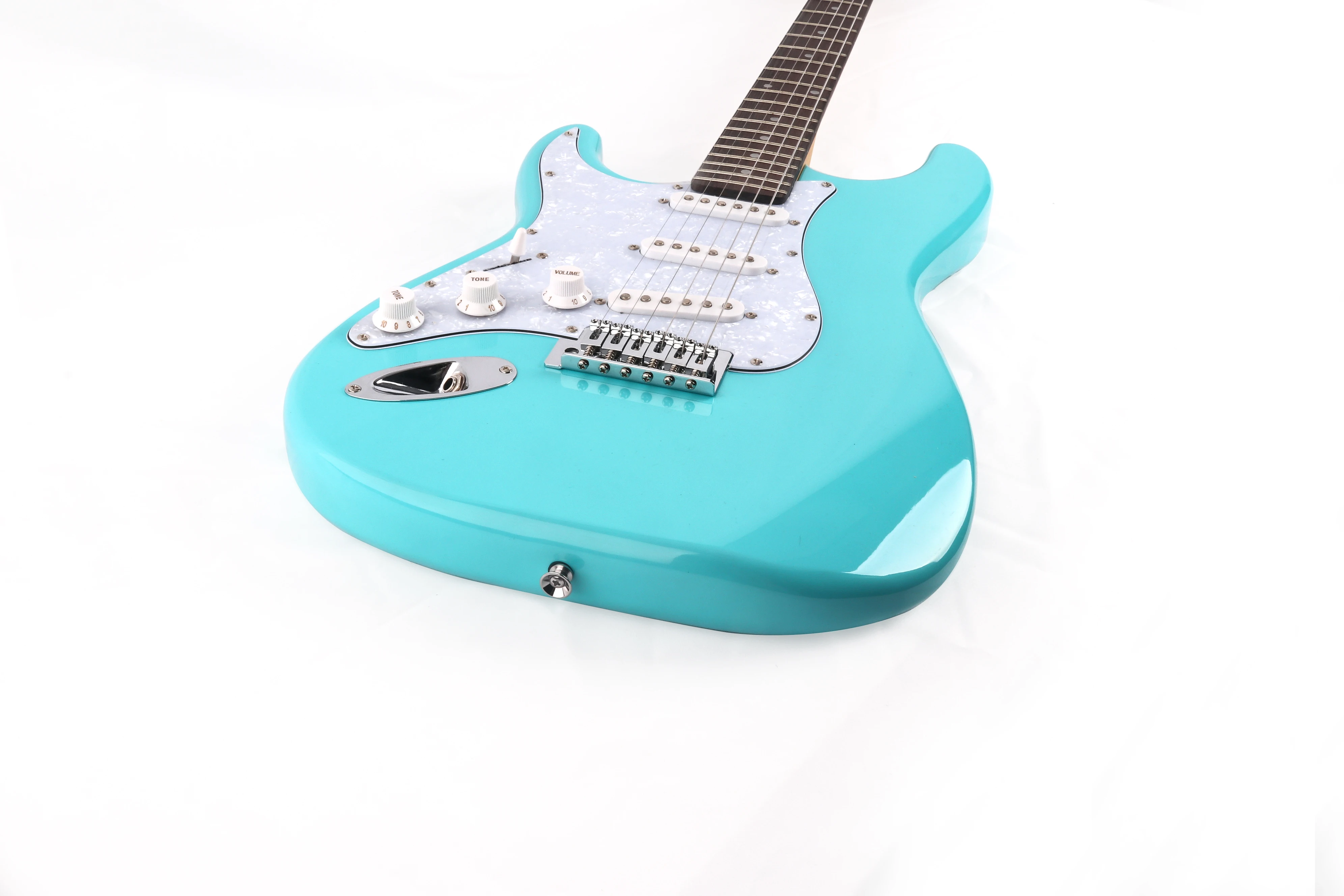 Custom Electric Guitar,6 Strings, Light Blue Left Hand,In Stock,Send in 3 Days,Chorme Harwares, High Quality, New,Special Price