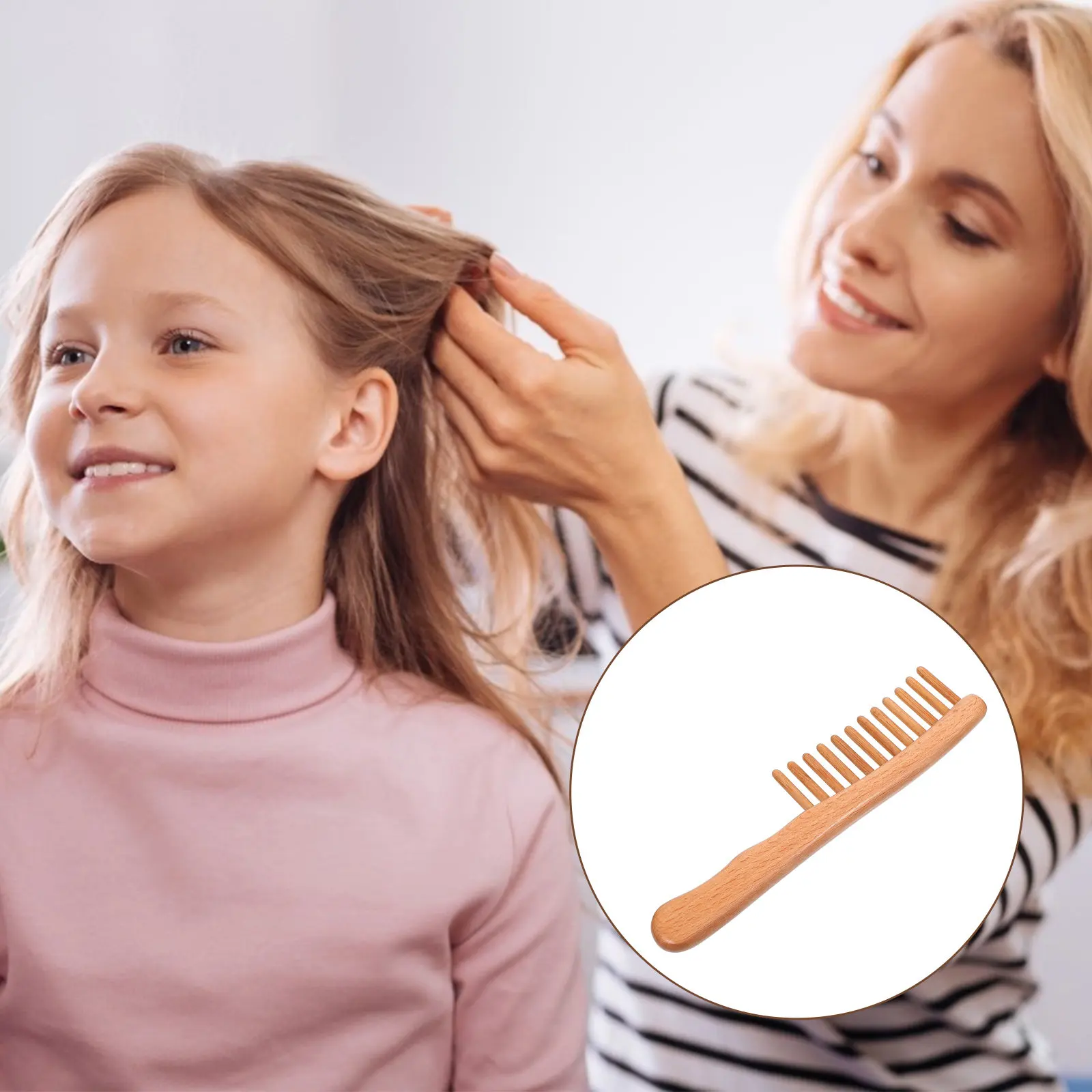 

1 шт. Прочная деревянная массажная расческа с эргономичным дизайном, распутывающая волосы, снимающая усталость, практичная деревянная расческа для волос