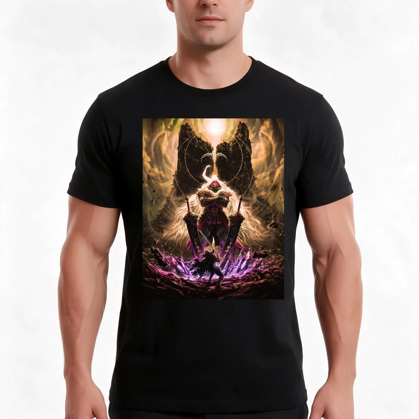 Copia de Starscourge Radahn T-Shirt, Summer Casual Cotton Tee, Oversized Streetwear Tops, Vintage Graphic Print, 100% Cotton