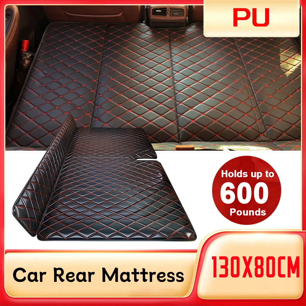 

Car Mattress PU Leather Portable Back Seat Travel Mattress Non-Inflatable Anti-Slip Bottom 600 lbs Capacity Folding Bed for Seda